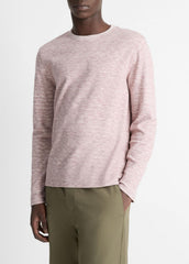VINCE | Space-Dye Cotton-Blend Long-Sleeve T-Shirt in Long Sleeve - MALBEC/OFF WHITE