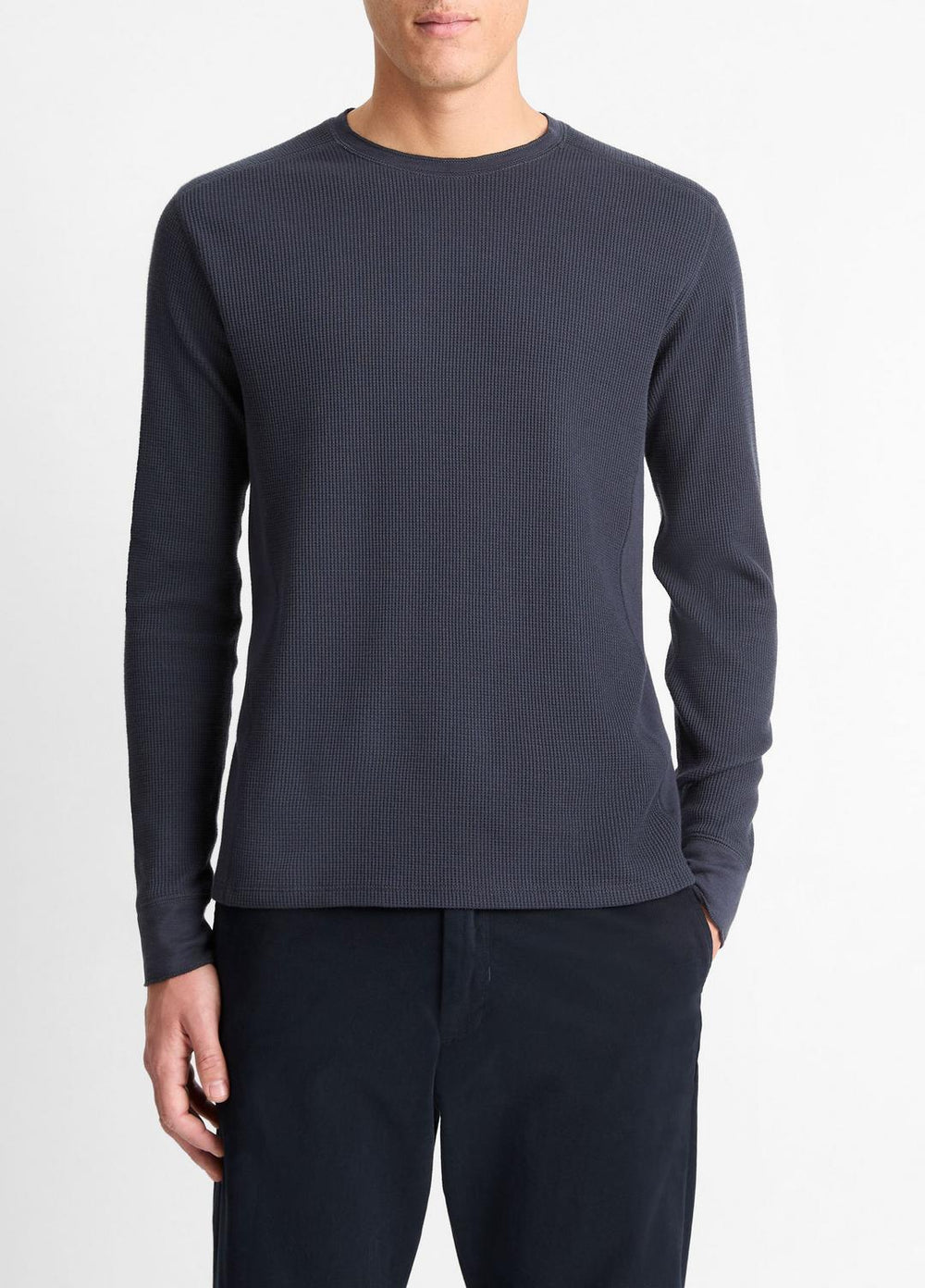 VINCE | Pima Cotton-Blend Thermal Long-Sleeve Pullover in Long Sleeve - COASTAL BLUE