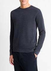 VINCE | Pima Cotton-Blend Thermal Long-Sleeve Pullover in Long Sleeve - COASTAL BLUE