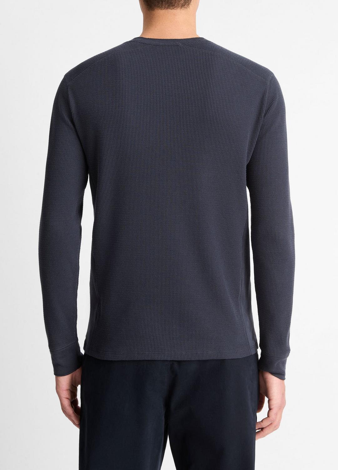 VINCE | Pima Cotton-Blend Thermal Long-Sleeve Pullover in Long Sleeve - COASTAL BLUE