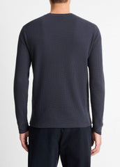 VINCE | Pima Cotton-Blend Thermal Long-Sleeve Pullover in Long Sleeve - COASTAL BLUE