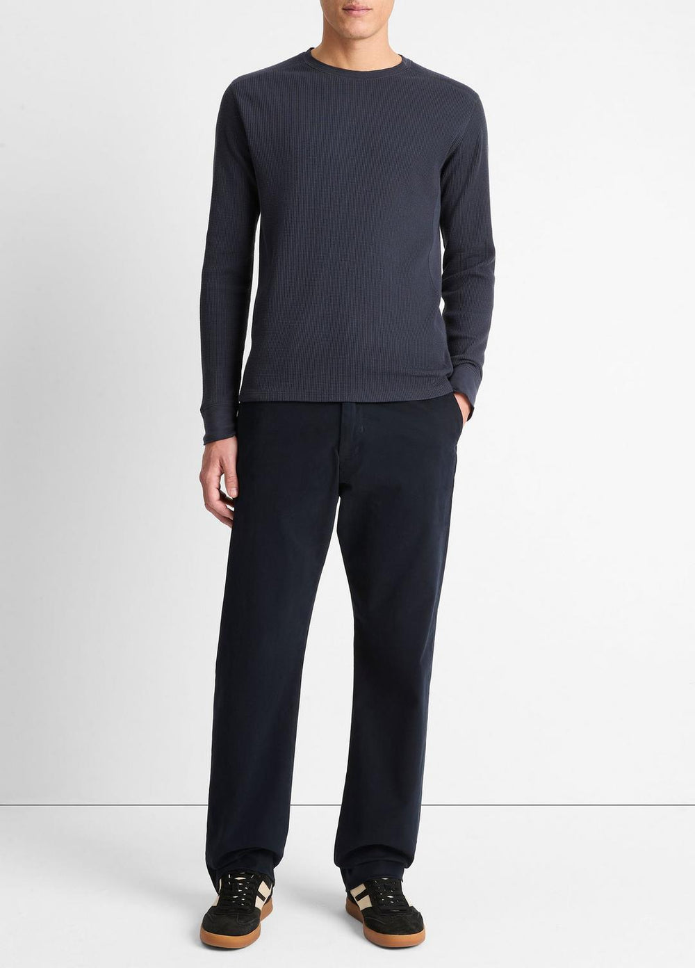 VINCE | Pima Cotton-Blend Thermal Long-Sleeve Pullover in Long Sleeve - COASTAL BLUE