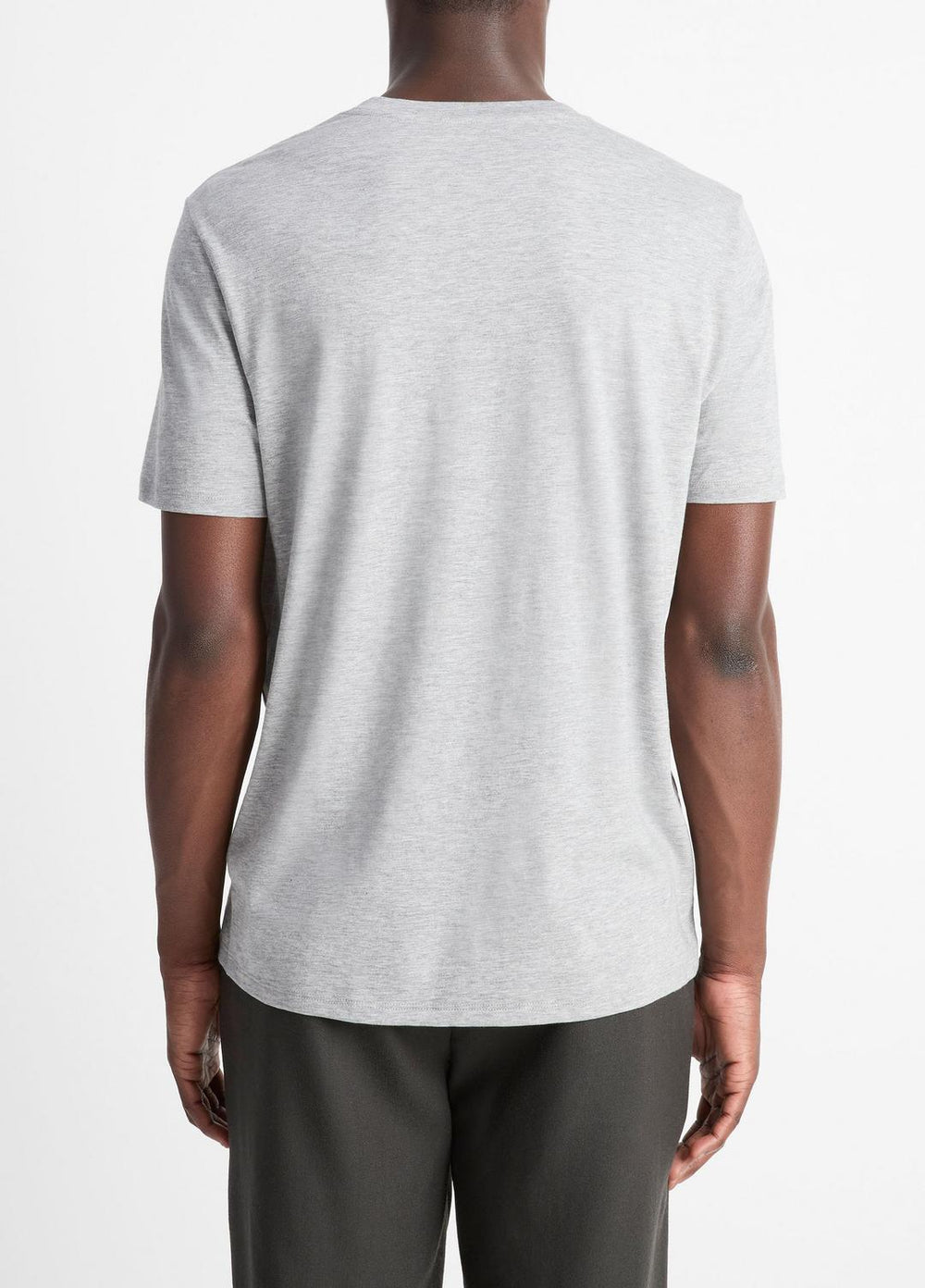 VINCE | Pima Cotton V-Neck T-Shirt in Short Sleeve - HEATHER STEEL