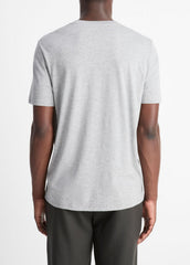 VINCE | Pima Cotton V-Neck T-Shirt in Short Sleeve - HEATHER STEEL