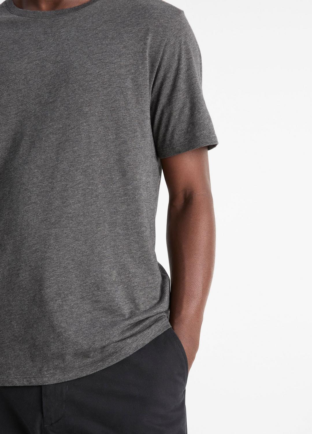 VINCE | Pima Cotton Crew Neck T-Shirt in Short Sleeve - HEATHER CARBON