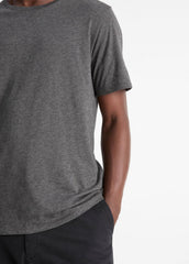 VINCE | Pima Cotton Crew Neck T-Shirt in Short Sleeve - HEATHER CARBON