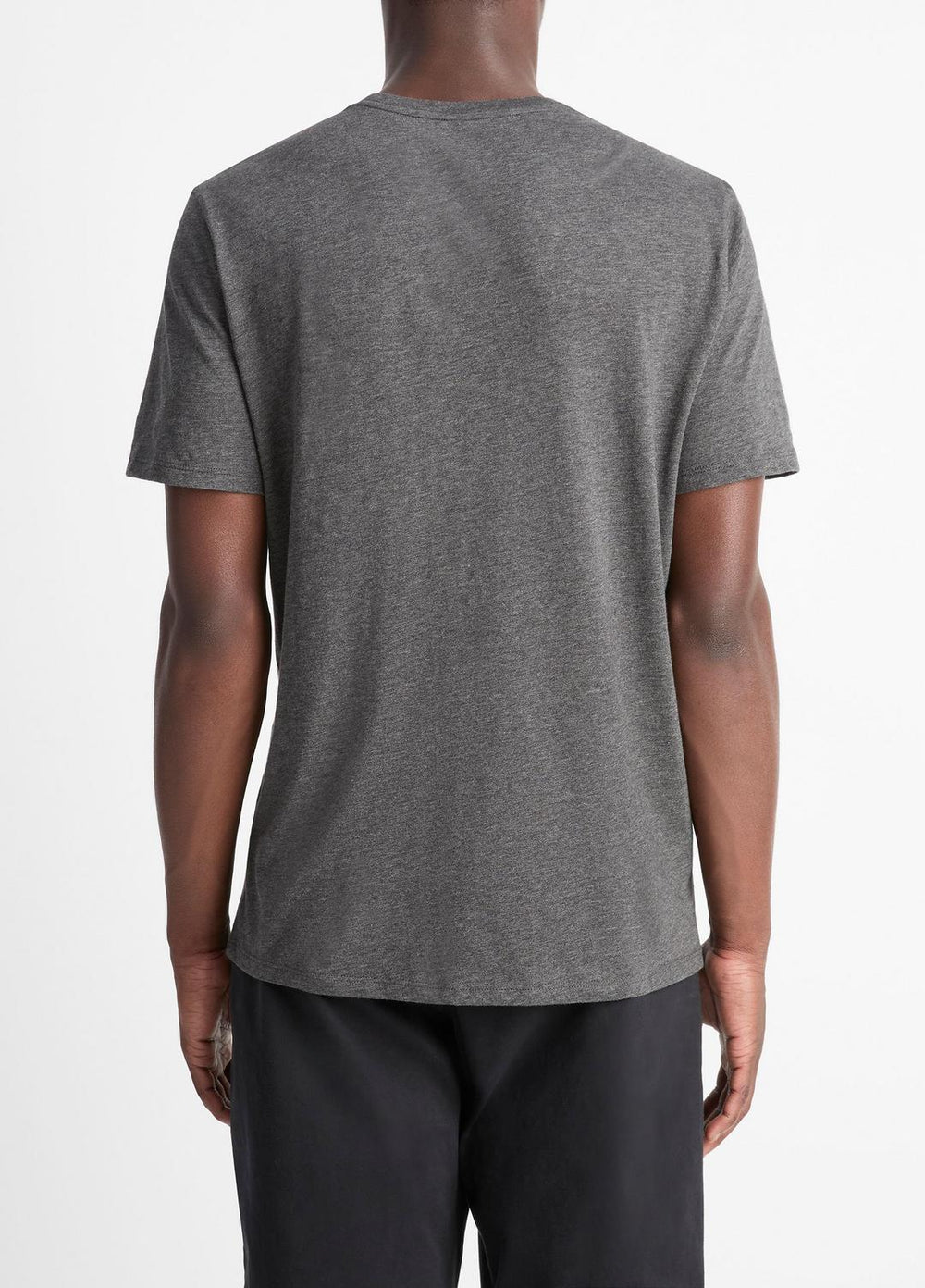 VINCE | Pima Cotton Crew Neck T-Shirt in Short Sleeve - HEATHER CARBON