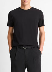 VINCE | Pima Cotton Crew Neck T-Shirt in Short Sleeve - BLACK