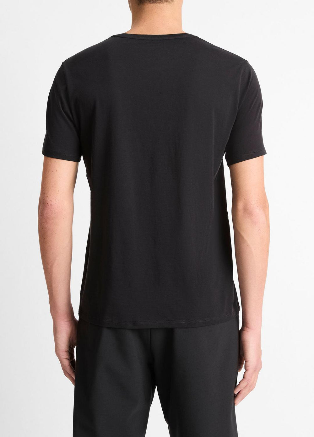 VINCE | Pima Cotton Crew Neck T-Shirt in Short Sleeve - BLACK