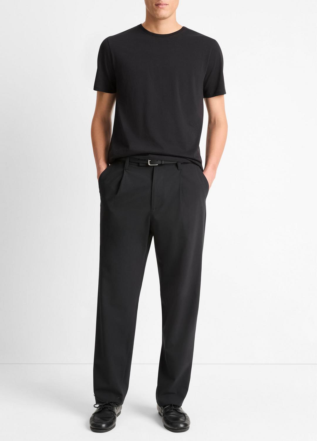 VINCE | Pima Cotton Crew Neck T-Shirt in Short Sleeve - BLACK