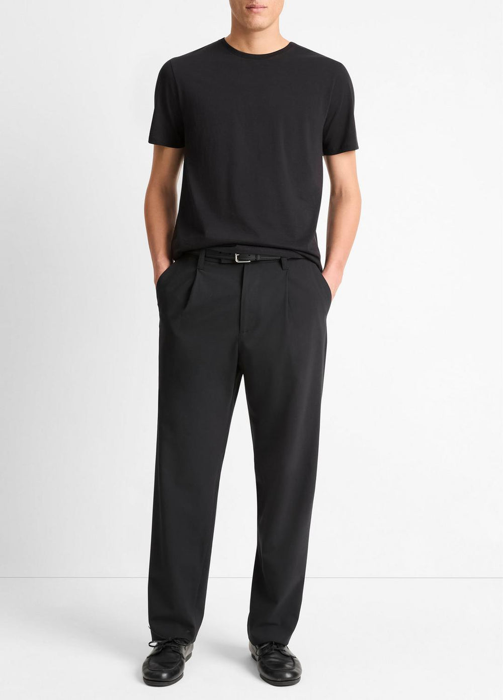 VINCE | Pima Cotton Crew Neck T-Shirt in Short Sleeve - BLACK