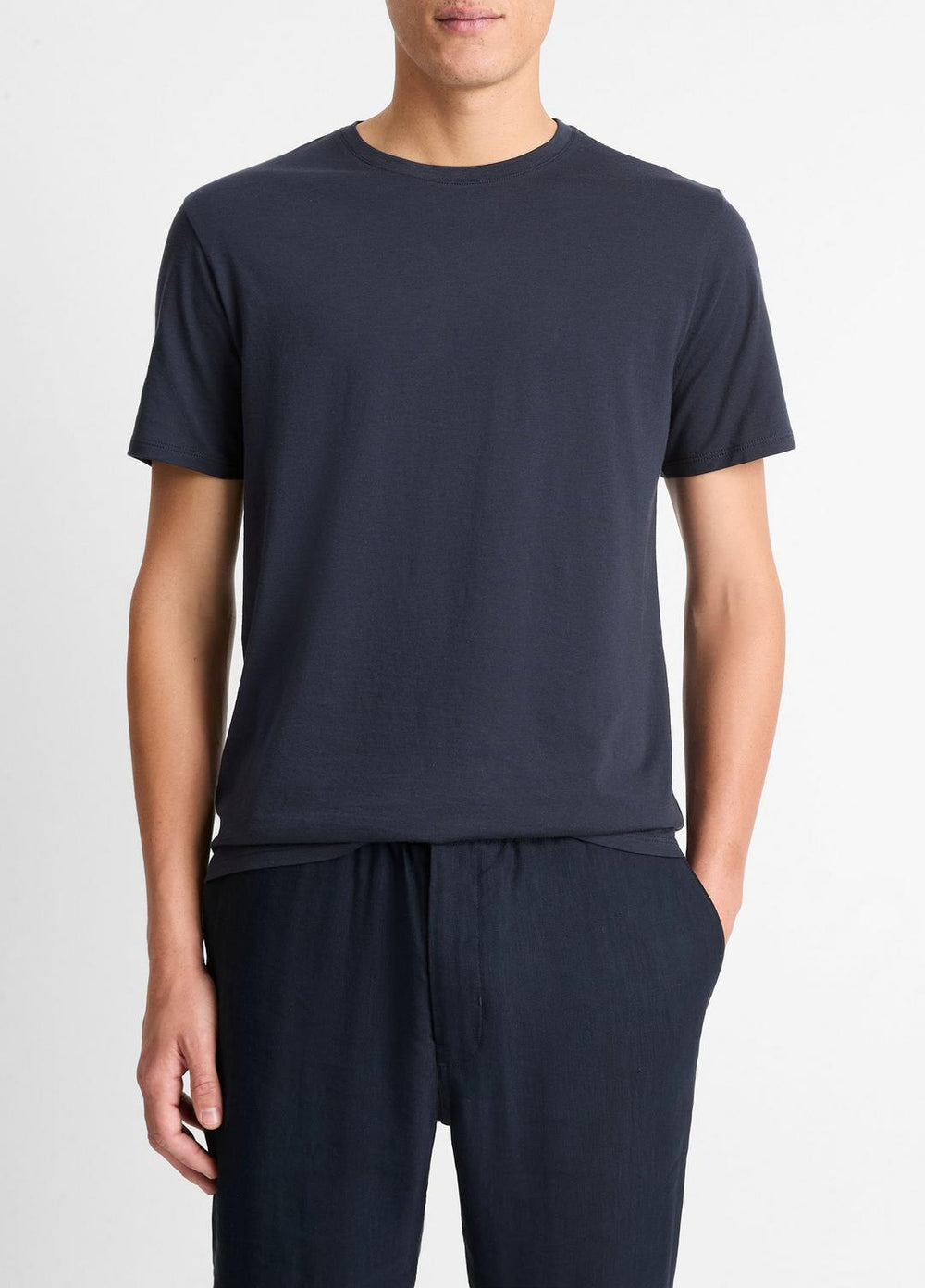 VINCE | Pima Cotton Crew Neck T-Shirt in Short Sleeve - COASTAL BLUE