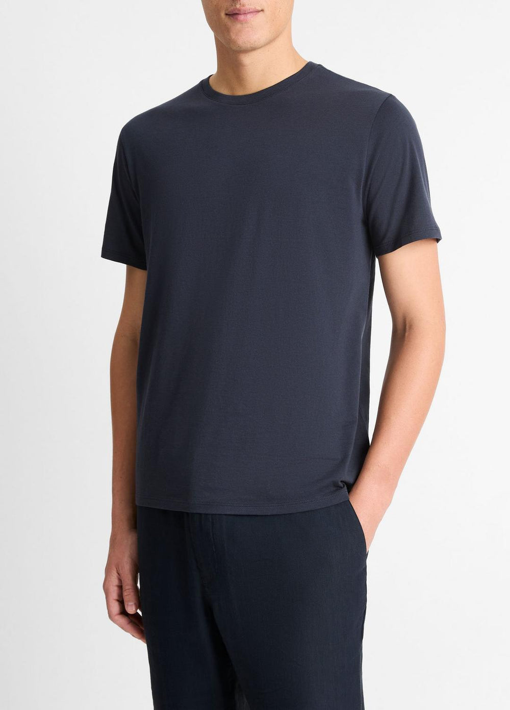 VINCE | Pima Cotton Crew Neck T-Shirt in Short Sleeve - COASTAL BLUE