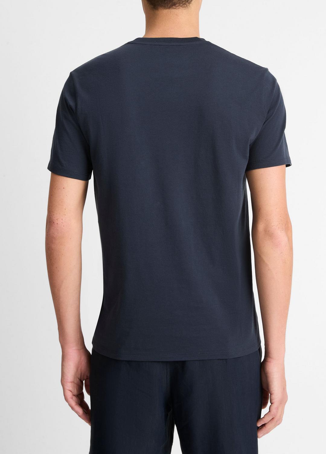 VINCE | Pima Cotton V-Neck T-Shirt in Short Sleeve - COASTAL BLUE