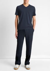 VINCE | Pima Cotton V-Neck T-Shirt in Short Sleeve - COASTAL BLUE