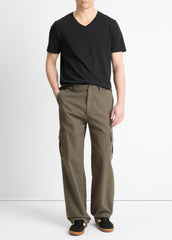 VINCE | Pima Cotton V-Neck T-Shirt in Short Sleeve - BLACK