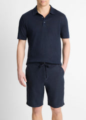 VINCE | Linen Polo Shirt in Henleys & Polos - COASTAL BLUE
