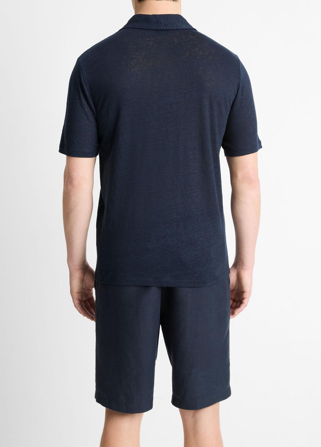 VINCE | Linen Polo Shirt in Henleys & Polos - COASTAL BLUE