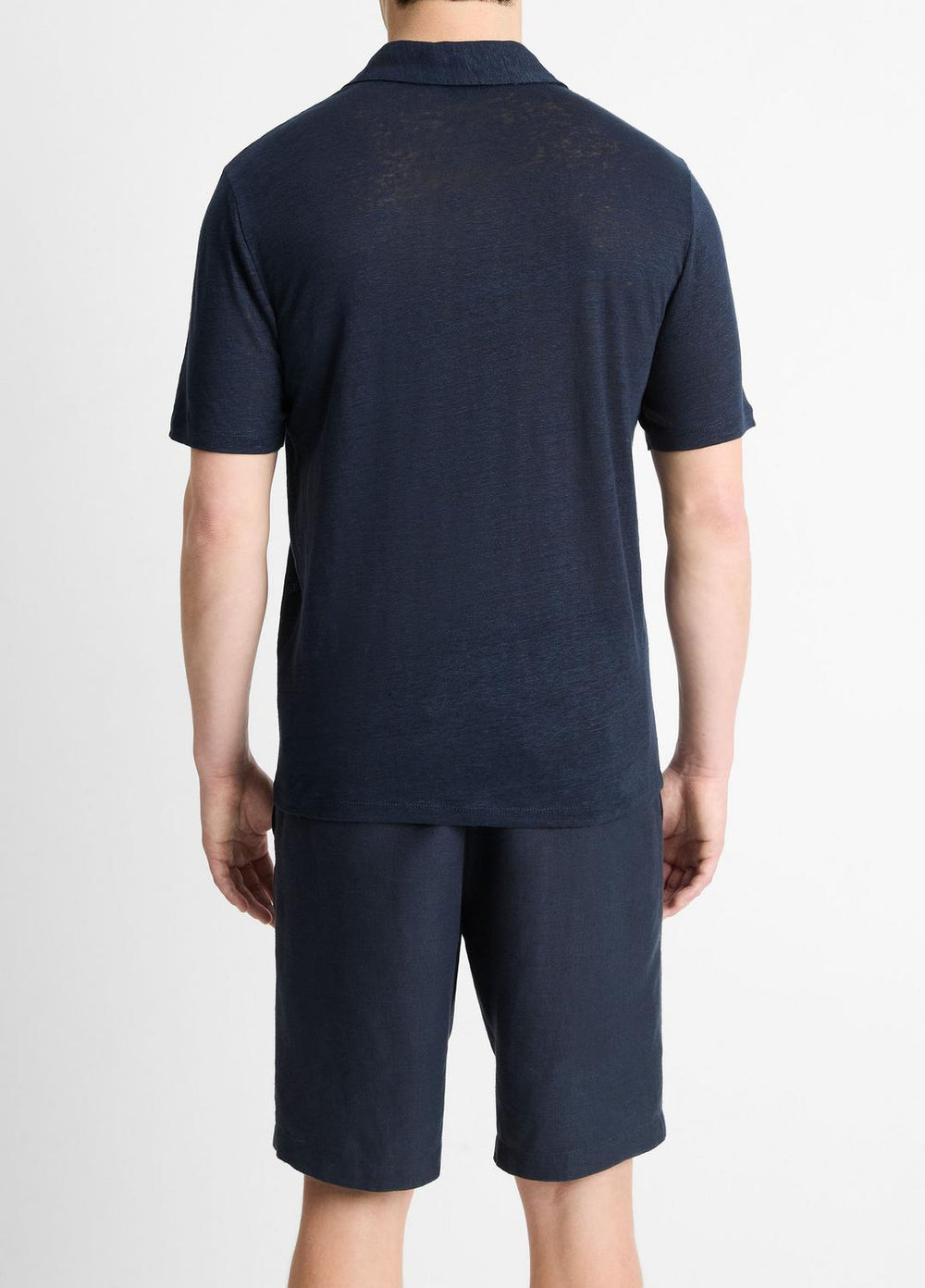 VINCE | Linen Polo Shirt in Henleys & Polos - COASTAL BLUE