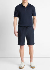 VINCE | Linen Polo Shirt in Henleys & Polos - COASTAL BLUE