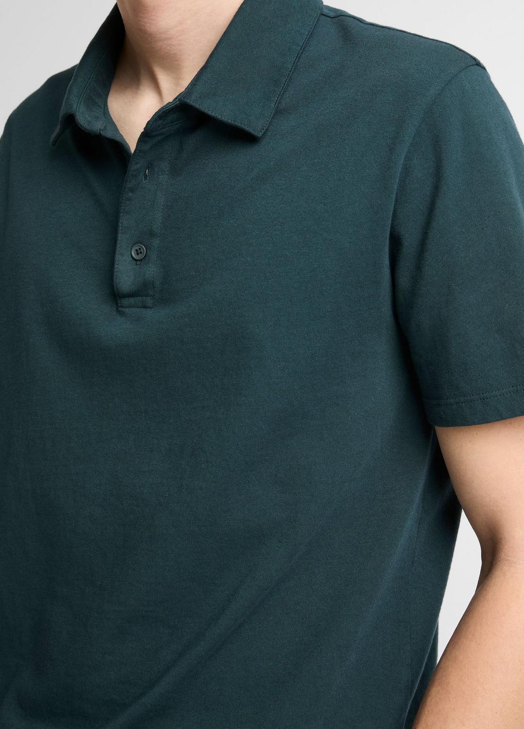 VINCE | Garment Dye Cotton Polo Shirt in Short Sleeve - WASHED SEAWEED