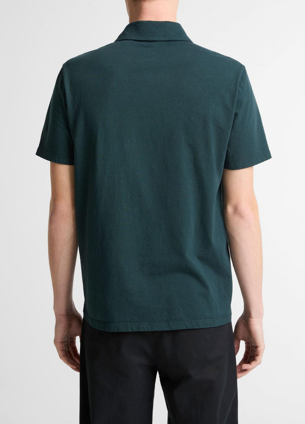 VINCE | Garment Dye Cotton Polo Shirt in Short Sleeve - WASHED SEAWEED