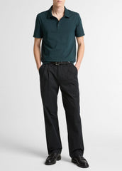 VINCE | Garment Dye Cotton Polo Shirt in Short Sleeve - WASHED SEAWEED