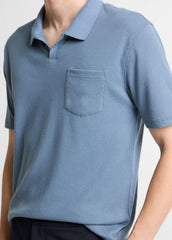 VINCE | Garment Dye Cotton Polo Shirt in Short Sleeve - WASHED RAINWATER