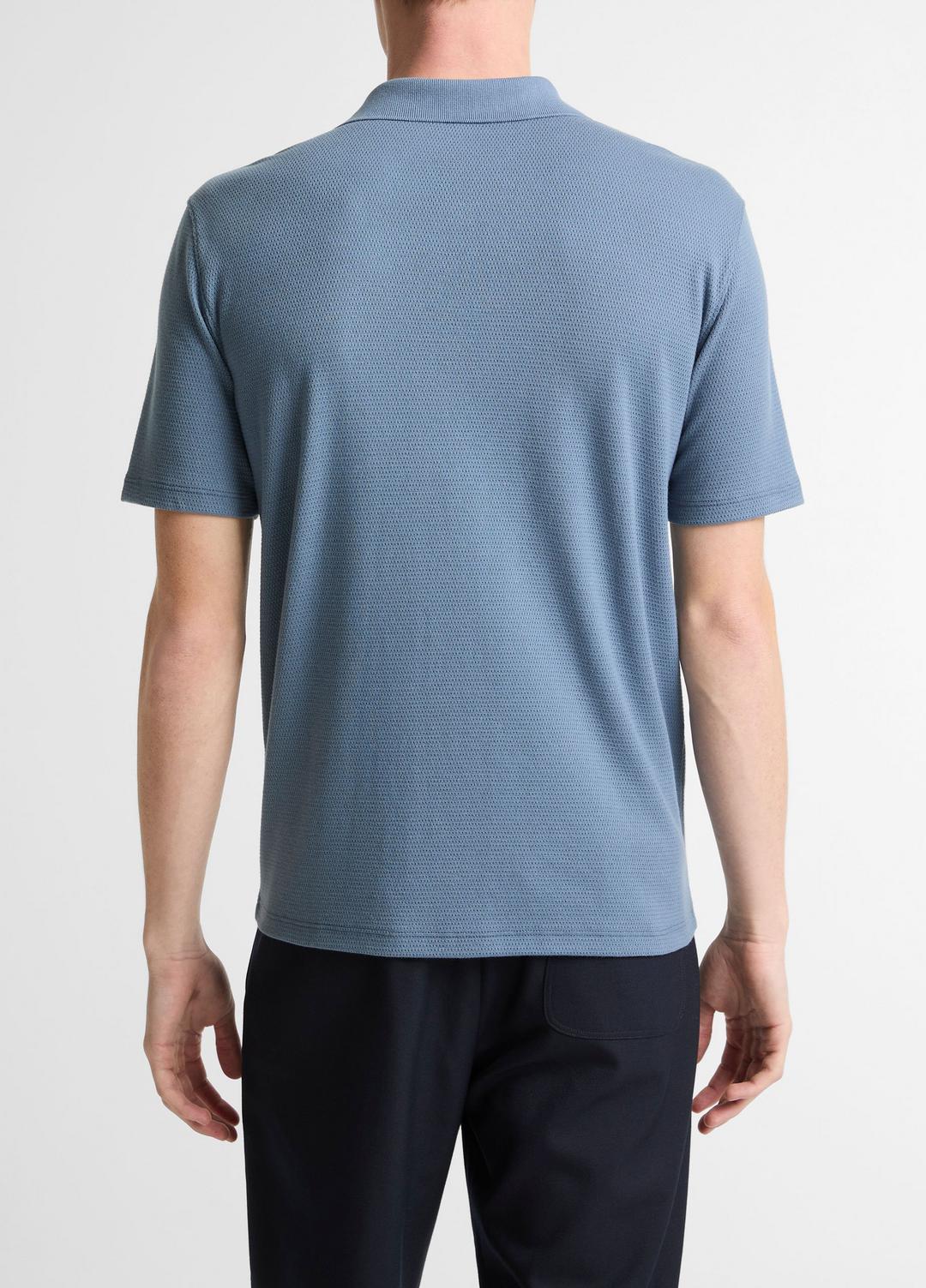 VINCE | Garment Dye Cotton Polo Shirt in Short Sleeve - WASHED RAINWATER