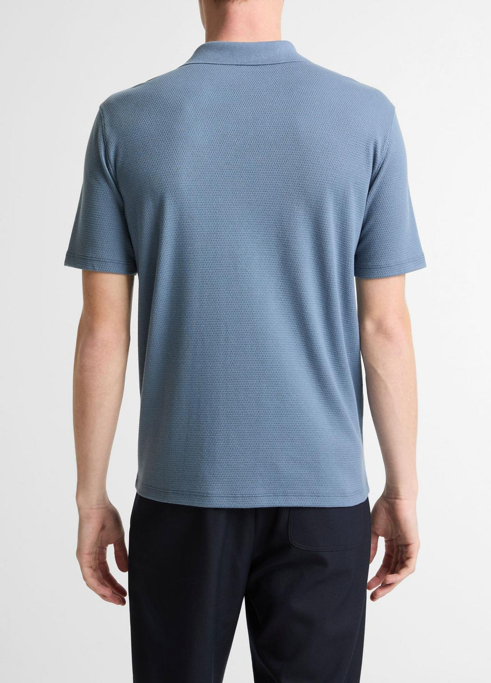 VINCE | Garment Dye Cotton Polo Shirt in Short Sleeve - WASHED RAINWATER
