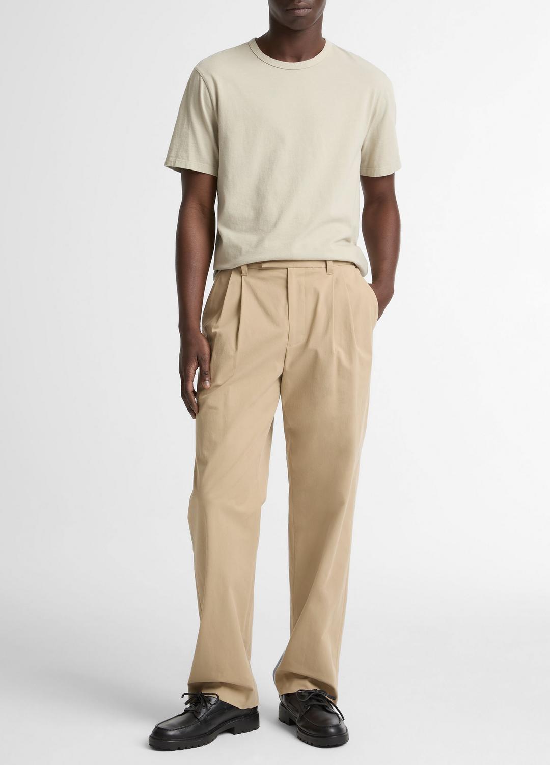 VINCE | Garment Dye Cotton T-Shirt in Short Sleeve - WASHED PARCHMENT