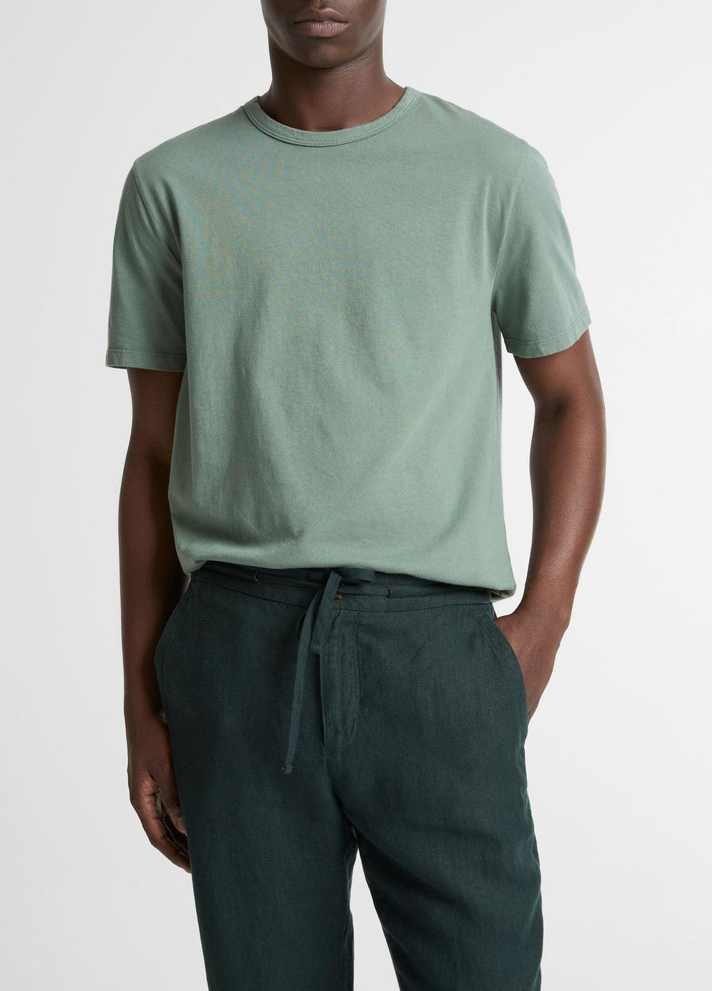 VINCE | Garment Dye Cotton T-Shirt in Short Sleeve - WASHED LAUREL