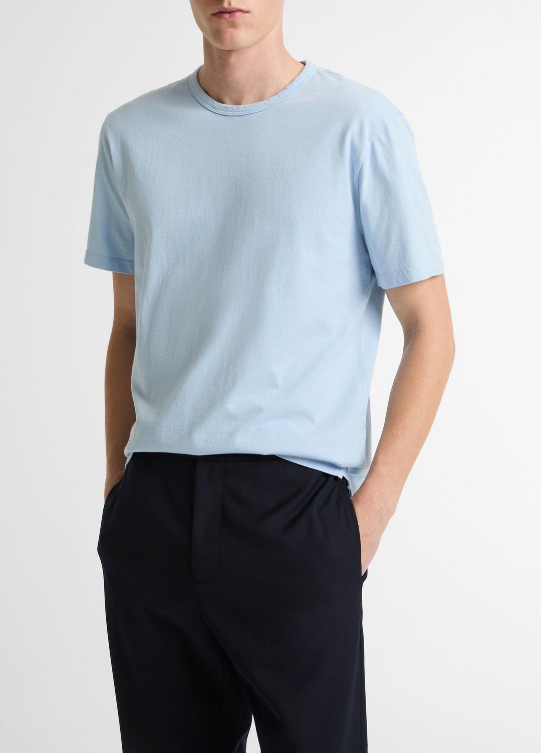 VINCE | Garment Dye Cotton T-Shirt in Short Sleeve - WASHED RAINWATER