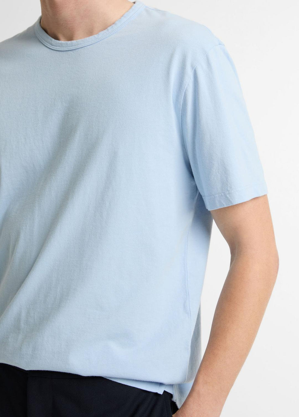 VINCE | Garment Dye Cotton T-Shirt in Short Sleeve - WASHED RAINWATER