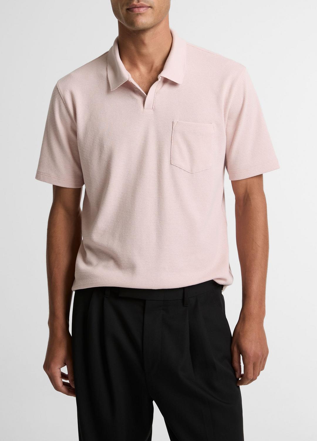 VINCE | Cotton-Blend Johnny-Collar Polo Shirt in Henleys & Polos - PARADISE