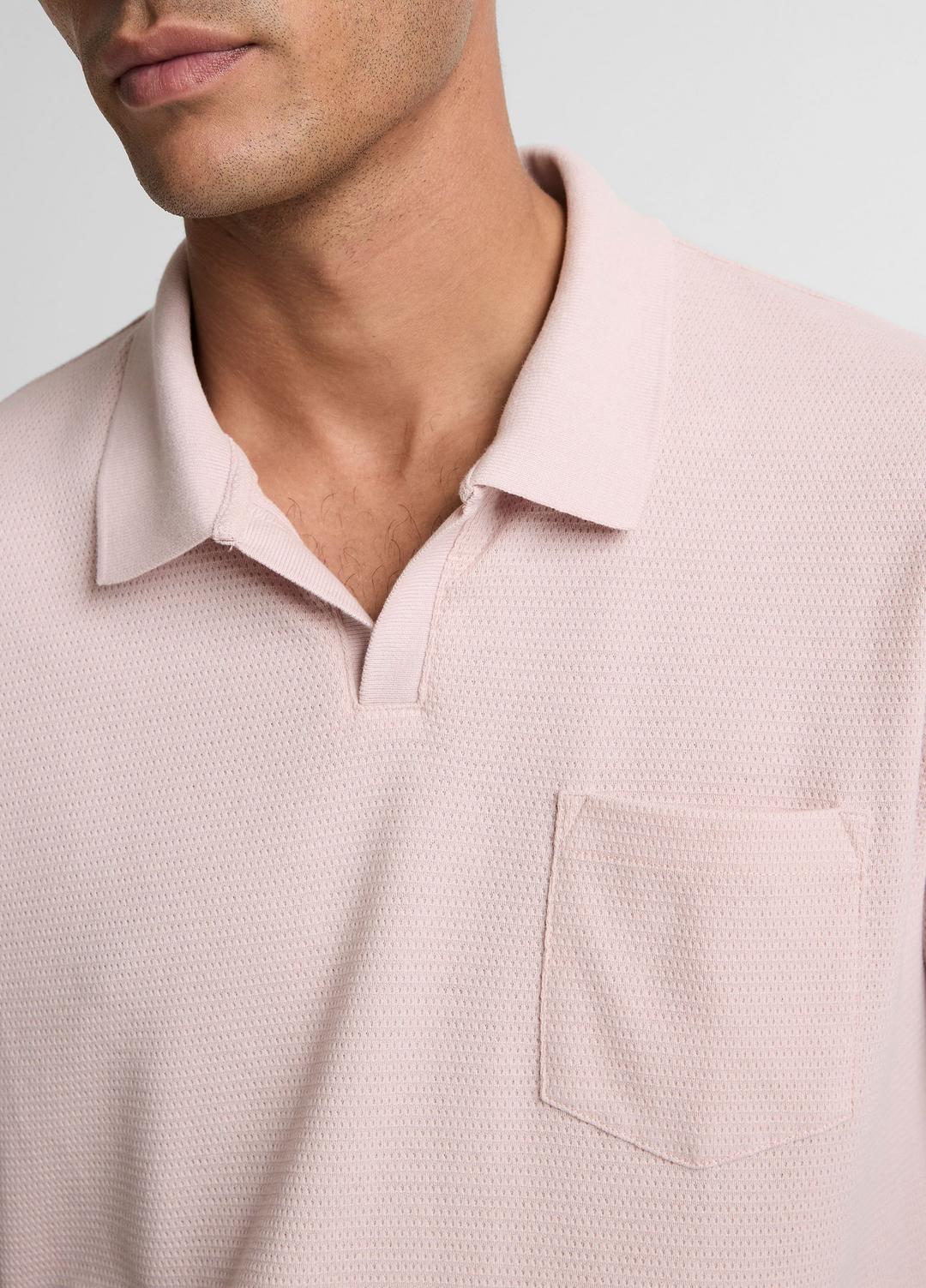 VINCE | Cotton-Blend Johnny-Collar Polo Shirt in Henleys & Polos - PARADISE