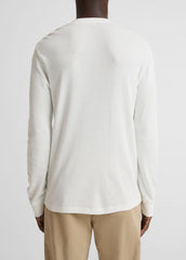VINCE | Jacquard-Rib Cotton Henley in Long Sleeve - OFF WHITE