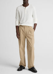 VINCE | Jacquard-Rib Cotton Henley in Long Sleeve - OFF WHITE