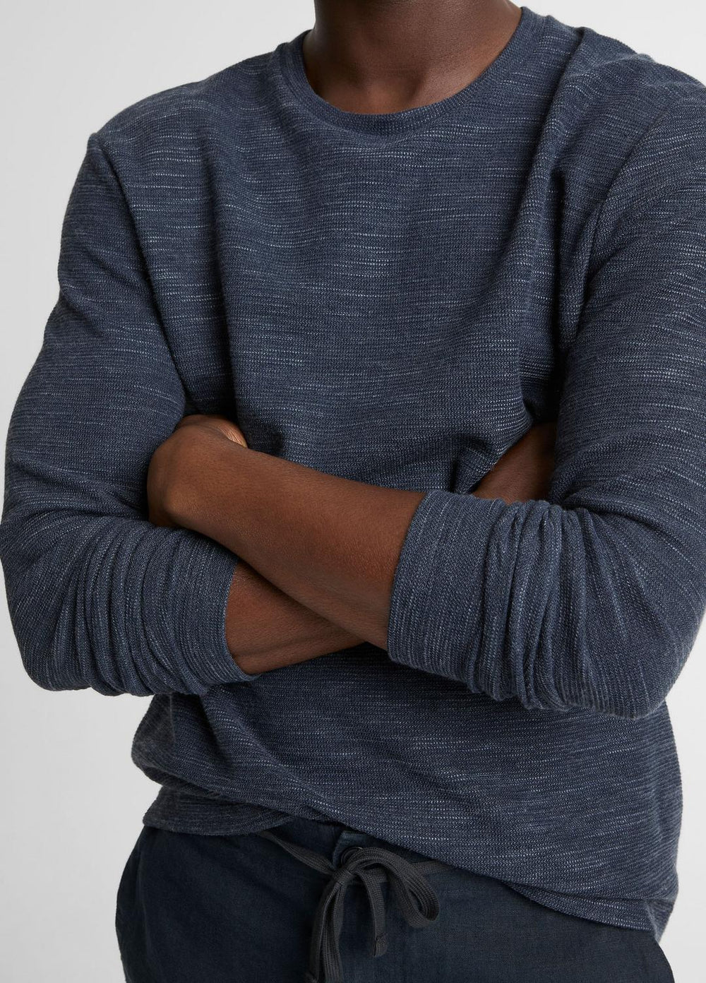 VINCE | Double-Knit Cotton-Blend Long-Sleeve Shirt in Long Sleeve - HEATHER COASTAL BLUE