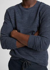 VINCE | Double-Knit Cotton-Blend Long-Sleeve Shirt in Long Sleeve - HEATHER COASTAL BLUE