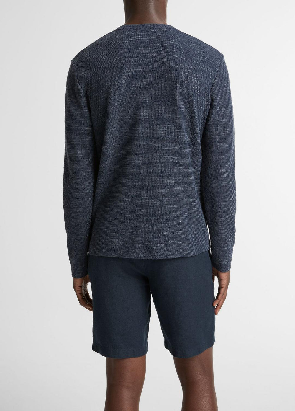 VINCE | Double-Knit Cotton-Blend Long-Sleeve Shirt in Long Sleeve - HEATHER COASTAL BLUE