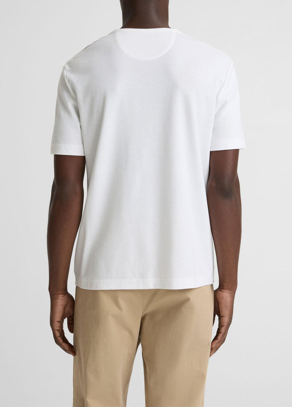 VINCE | Pima Cotton Piqué Crew Neck T-Shirt in Short Sleeve - OPTIC WHITE
