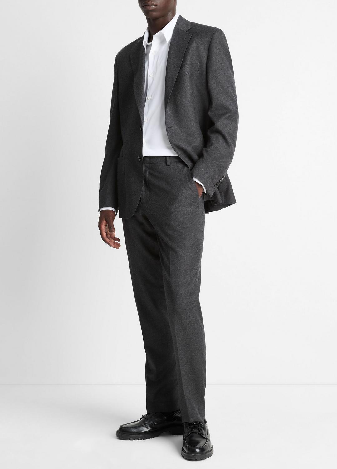 VINCE | Wool-Silk Flannel Classic Pant in Trousers - CHARCOAL