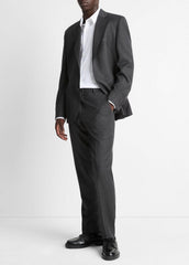 VINCE | Wool-Silk Flannel Classic Pant in Trousers - CHARCOAL