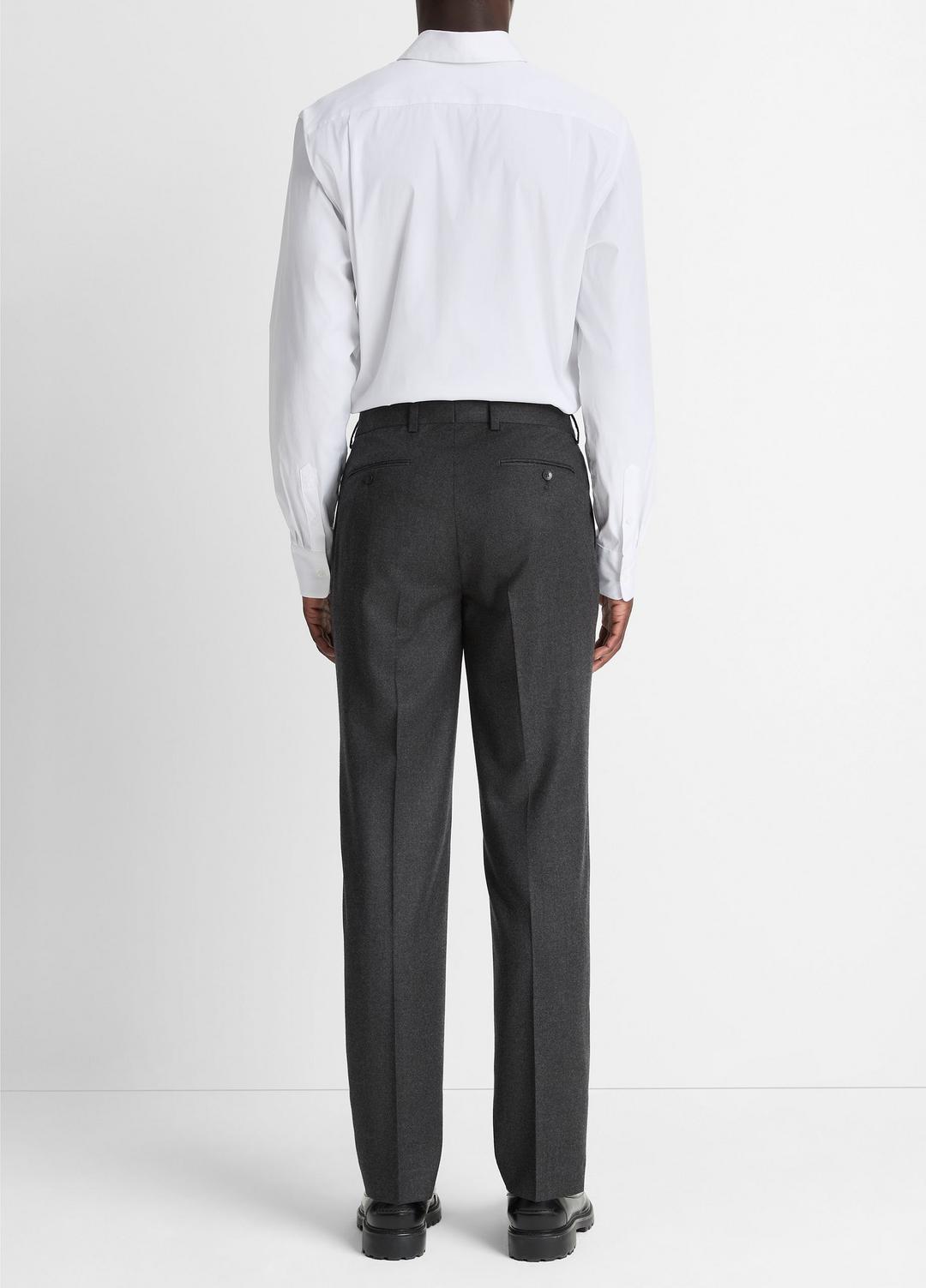 VINCE | Wool-Silk Flannel Classic Pant in Trousers - CHARCOAL
