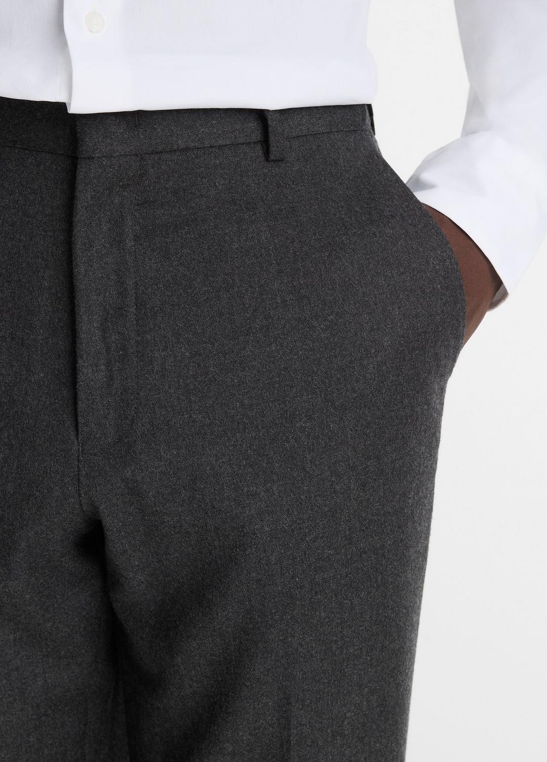 VINCE | Wool-Silk Flannel Classic Pant in Trousers - CHARCOAL
