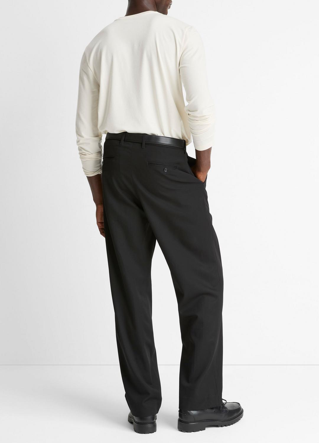 VINCE | Wool Double-Pleat Suiting Trouser in Trousers - BLACK
