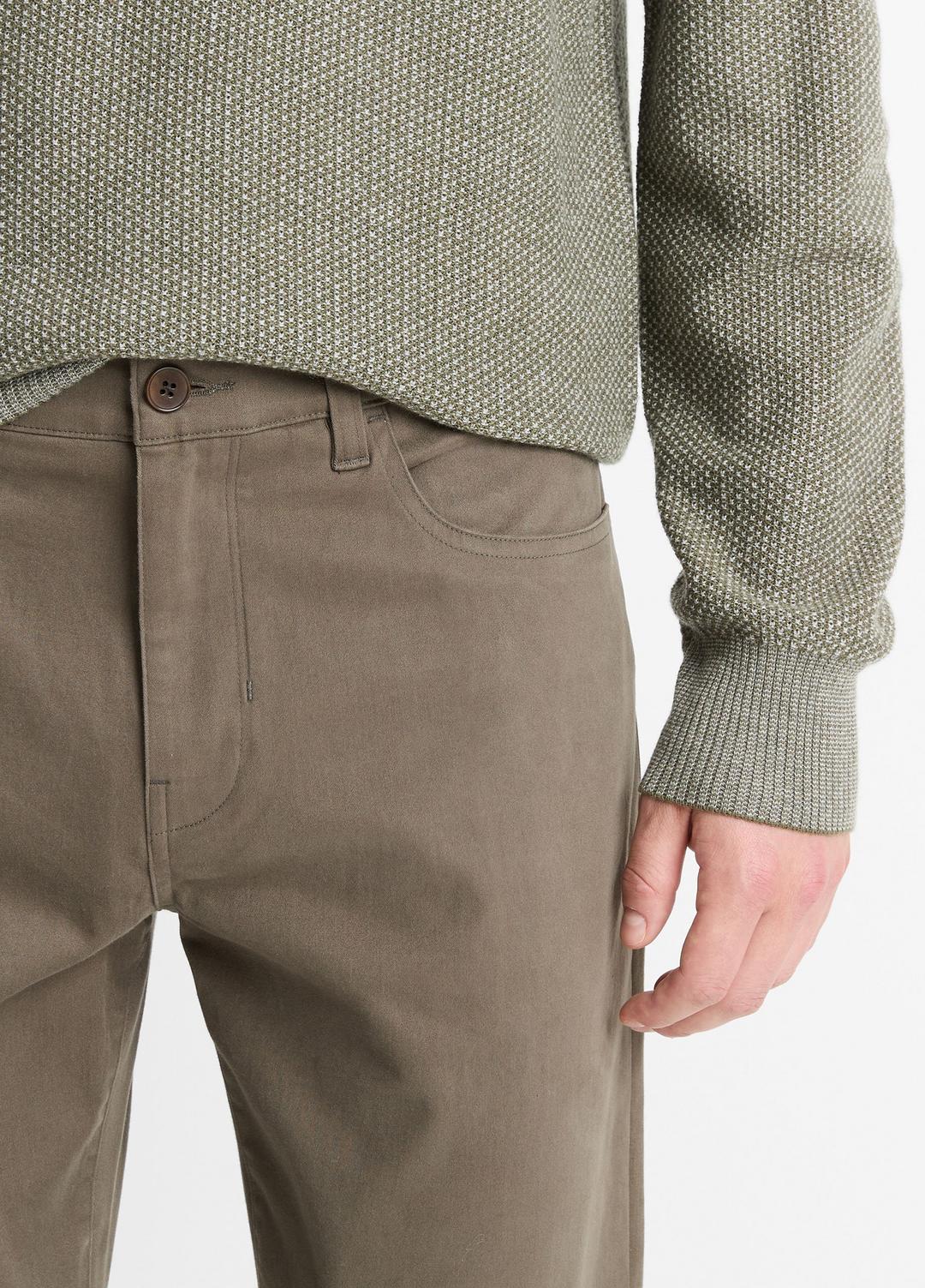 VINCE | Dylan Slim 5-Pocket Peached Stretch-Cotton Pant in Trousers - FROG