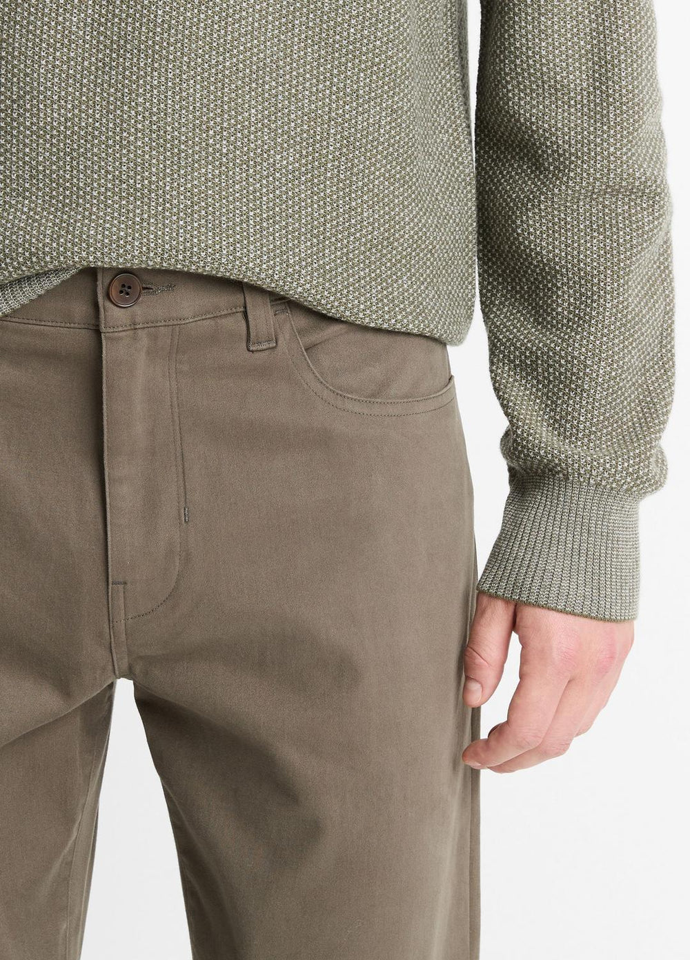 VINCE | Dylan Slim 5-Pocket Peached Stretch-Cotton Pant in Trousers - FROG