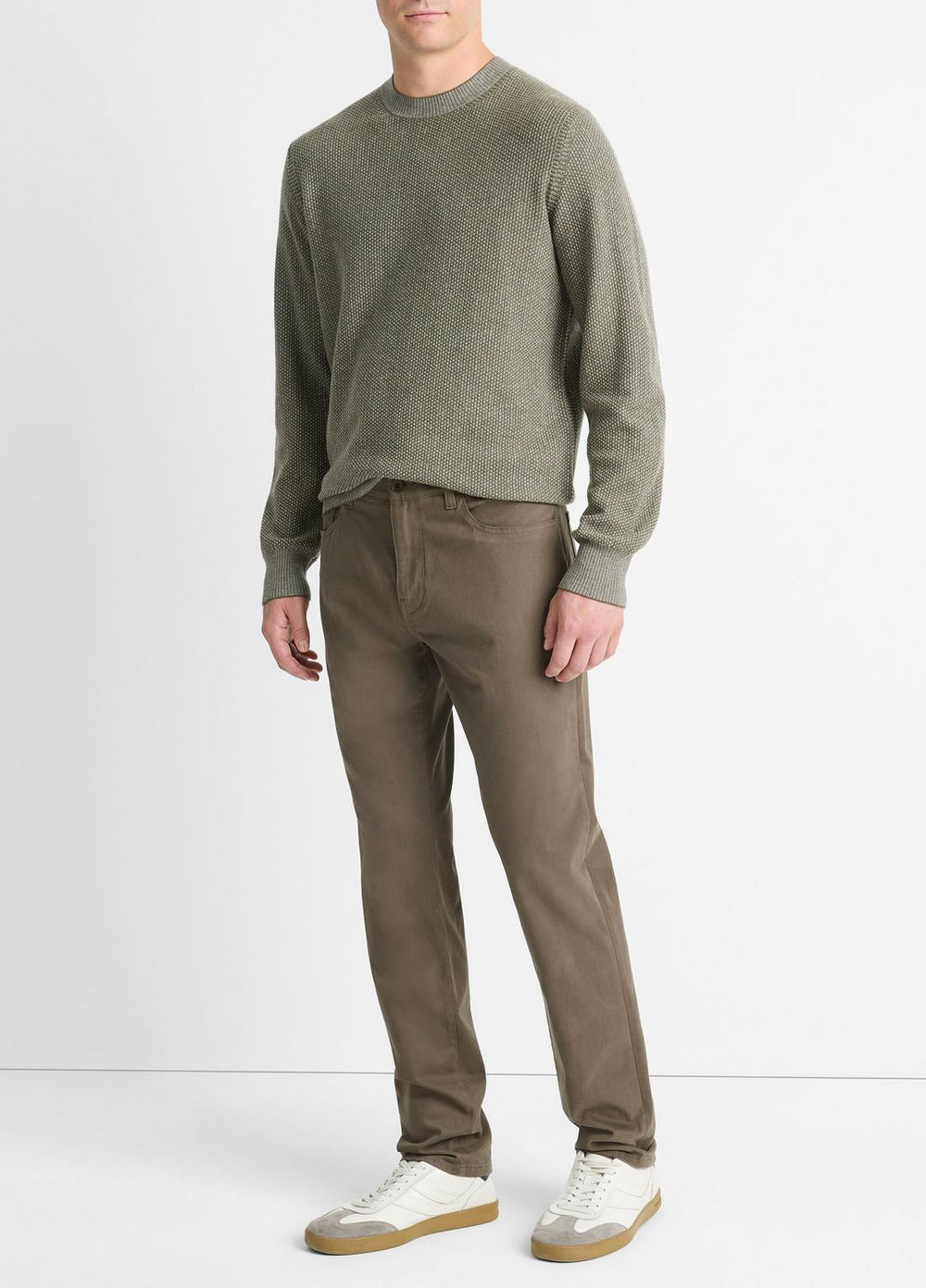VINCE | Dylan Slim 5-Pocket Peached Stretch-Cotton Pant in Trousers - FROG